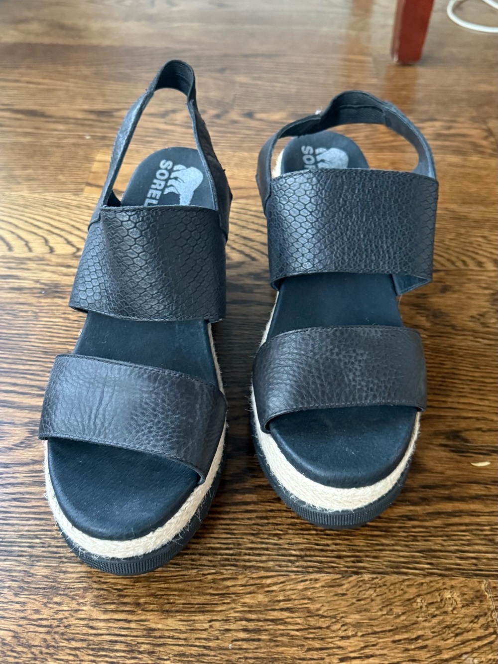 Sorel Black Platform Espadrille Slingback Sandals